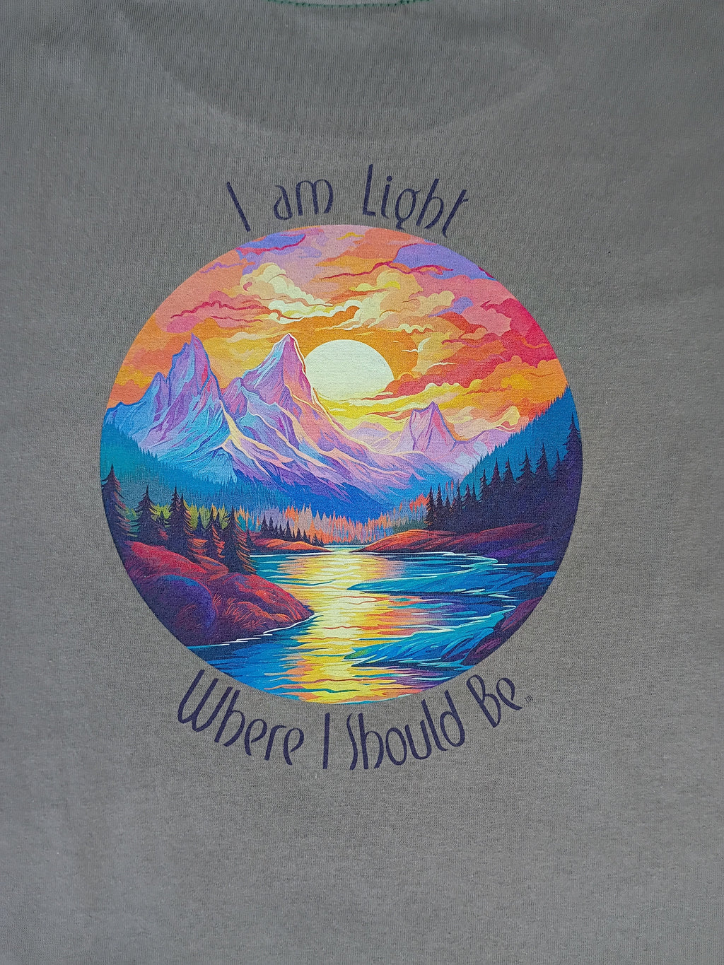 Mountain River, Long Sleeve Unisex T-Shirt, Safari Color, USA Made, 100% Cotton