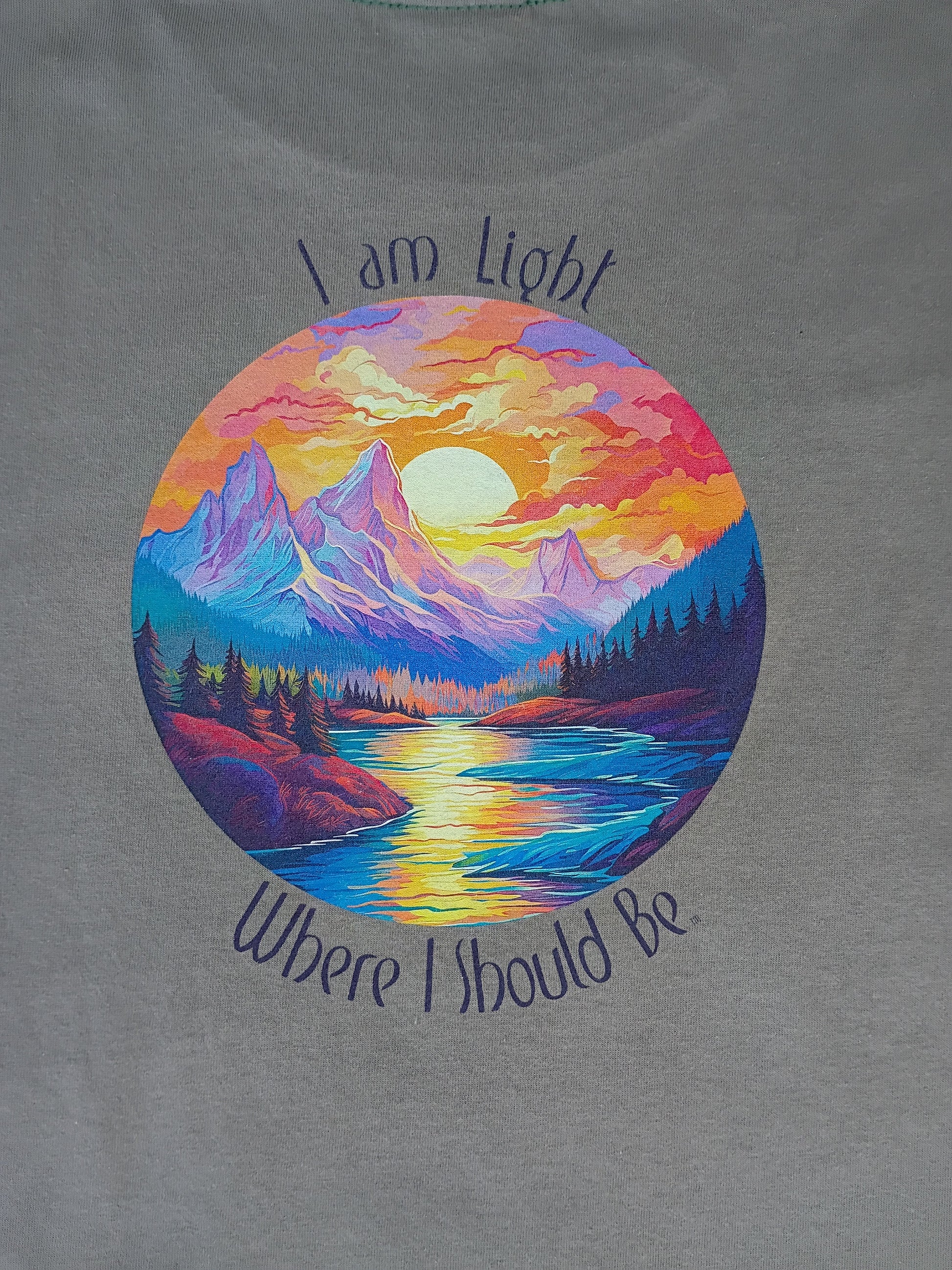 Mountain River, Long Sleeve Unisex T-Shirt, Safari Color, USA Made, 100% Cotton