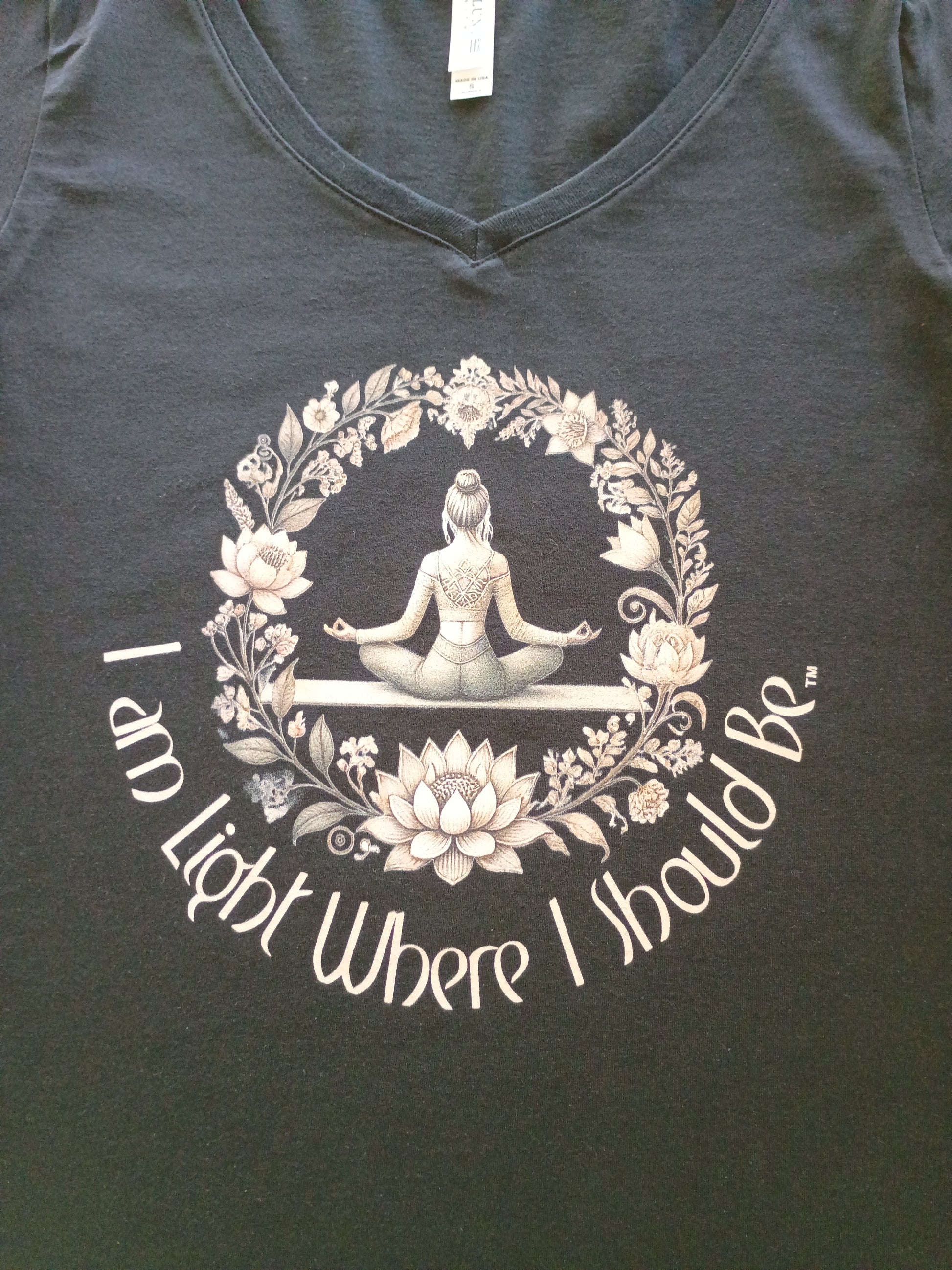 Women's V-Neck Yoga Meditation T-Shirt, 100% Cotton, Made in USA